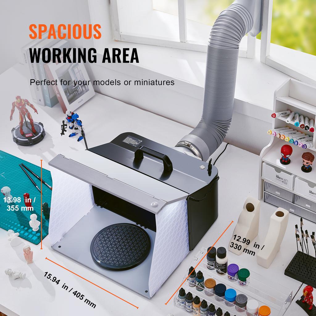 SucceBuy Airbrush Spray Booth Portable Hobby Airbrush Paint Spray Booth Kit with 4 LED Light Powerful Dual Exhaust Fans