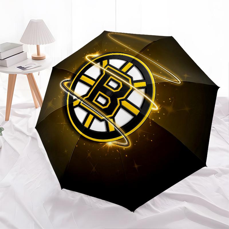 Boston Bruins Pattern, Automatic Folding Umbrella, Portable and Foldable Design, 8 Ribs, a Christmas or Birthday Gift.