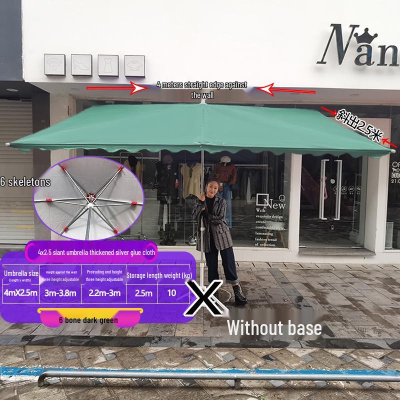 Foldable Outdoor Commercial Sunshade Umbrella with Tilt and Awning