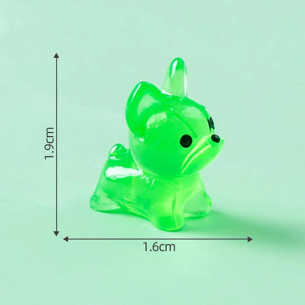 5Pcs Luminous Glitter Mini Resin Cute Bulldog Glow-in-the-Dark Tiny Dogs for DIY Crafts Cake Bead Decor Material Accessories