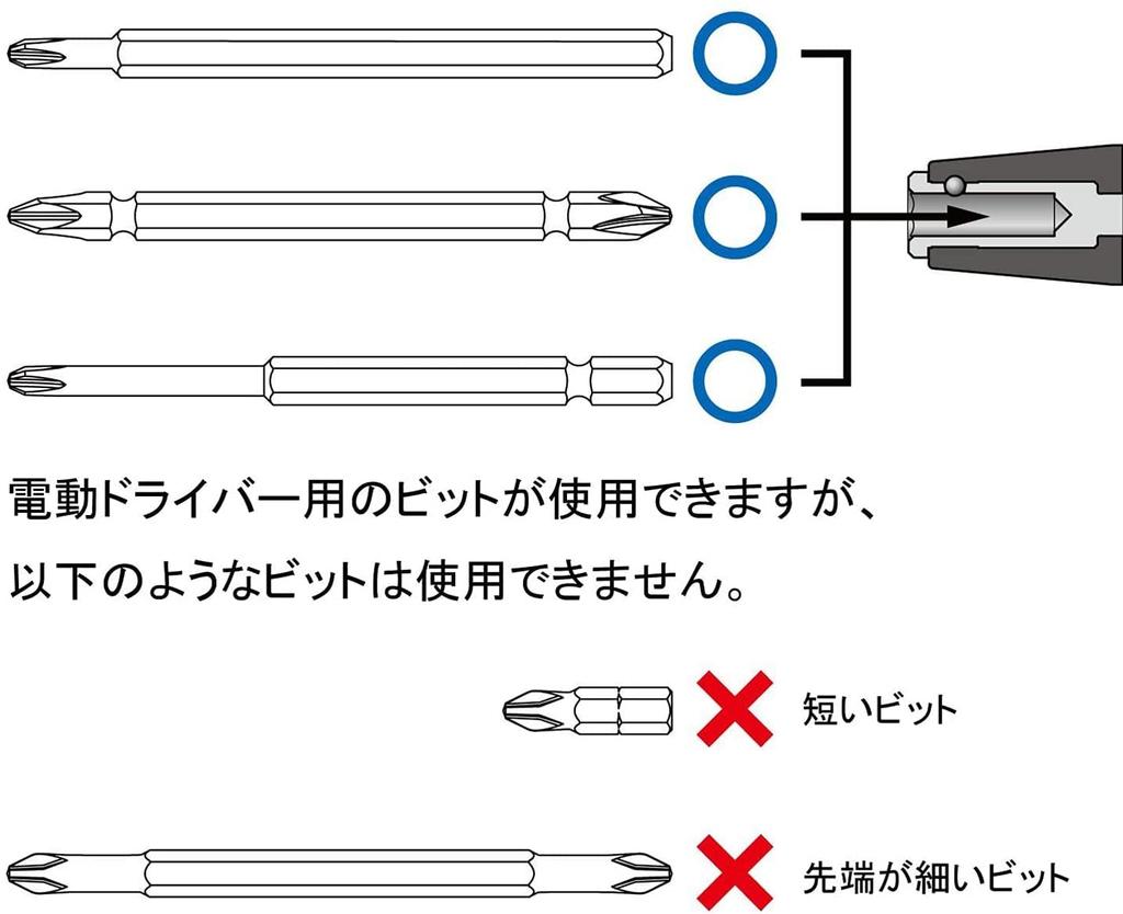 VESSEL Ball Grip Interchangeable Screwdriver Phillips Phillips and Phillips 3 (with 2, 1, Bits) 220W-123