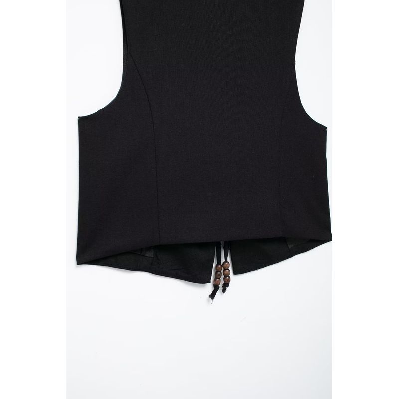 Kaslead New Arrival Women's Fashion Style Beaded Linen Vest Casual Pants 7901322 7901222