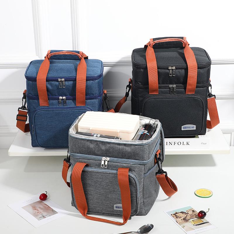 1PC Double Layer Lunch Bag Large Capacity Thermal Insulation Lunch Bags Leakproof Cooler Tote For Men Women Work Picnic School