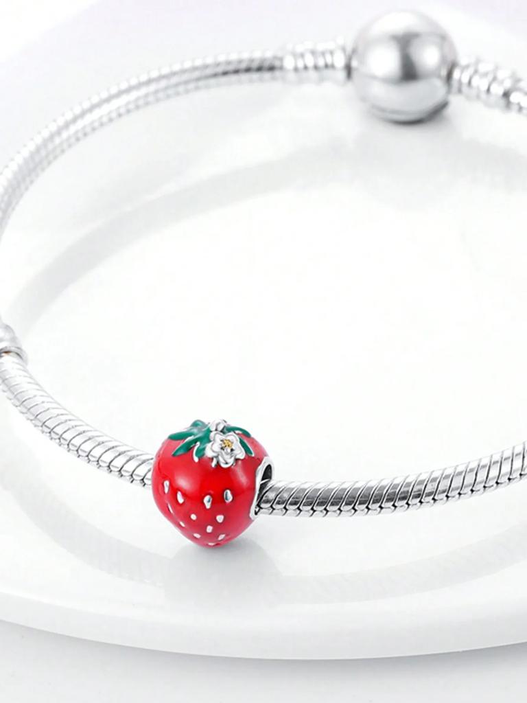 Copper Plated Original Charms Rfruit Strawberry Small Flower Beads Fit Bracelet Women'S Jewelry Gift