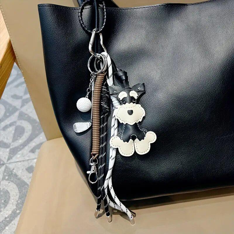 Bag Charm Cute Schnauzer Pendant, Handmade Dog Pendant, DIY , Niche Tennis Climbing Rope Pendant