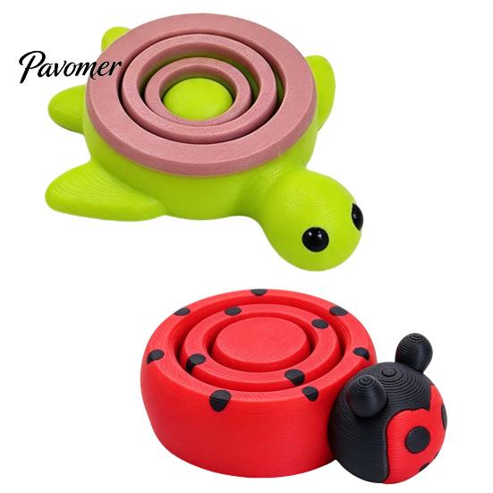3D Printed Ladybug Figurine Spinning Figurine, Stress Relief Rotating Turtle Fidget Toy Toy, Animal Shape Desk Decoration for Home Office Sensory