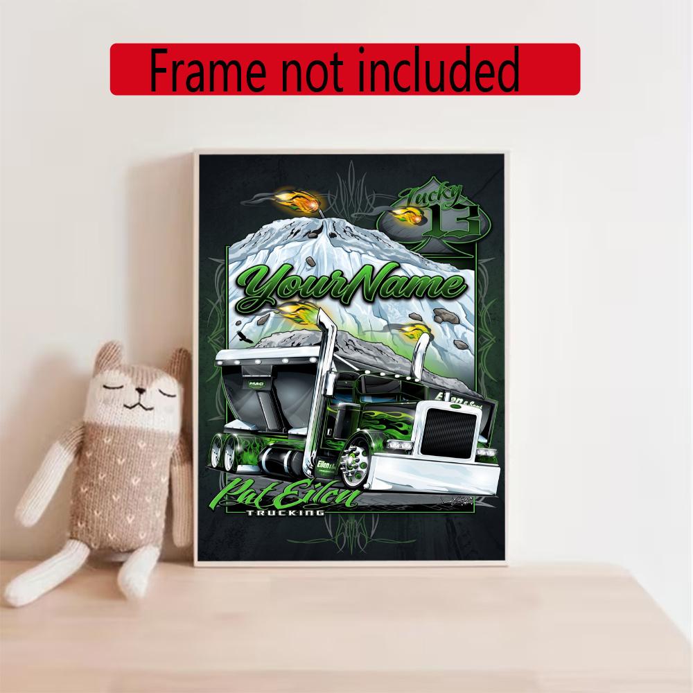 Peterbilt Heavy Trucks Customize Your Name Diamond Painting Round Diamond Diy Frameless Holiday Artwork Suitable For Home Office Wall Decoration