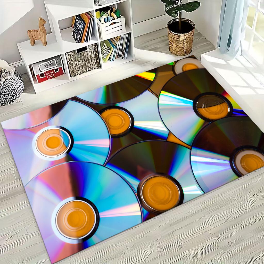 Schallplatte Musik DJ Bildschirm Band Teppich für Wohnzimmer Sofa Schlafzimmer Haus Fußmatte Dekor,Große Kinder Spiel Rutschfeste Bodenmatte