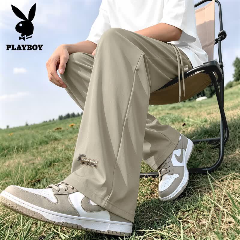 PLAYBOY Men's Ice Silk Quick-Dry Straight-Leg Casual Pants