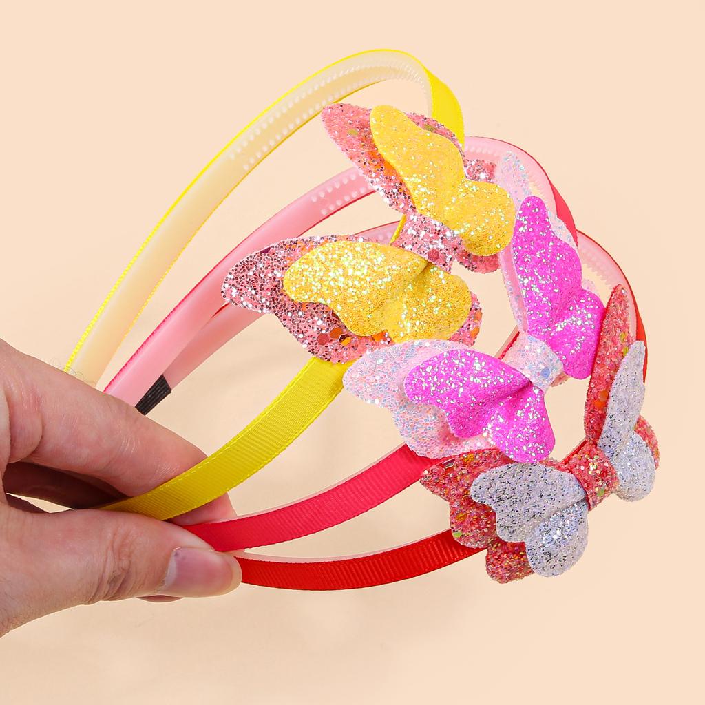 3pcs Glitter Hair Bows Headbands for Girls Kids Plastic Hairbands Sparkly Butterfly Bows Headband Children Hair Aceessories