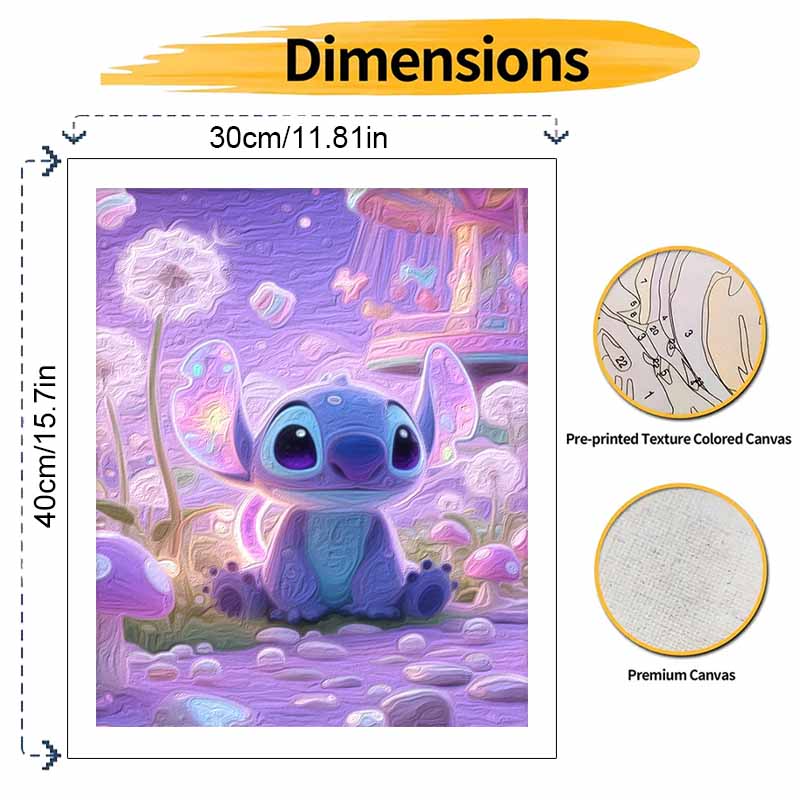 Disney Oil Painting Handmade Diy Stitch and Dandelion Mushroom Dreamland Gifts Home Decorations
