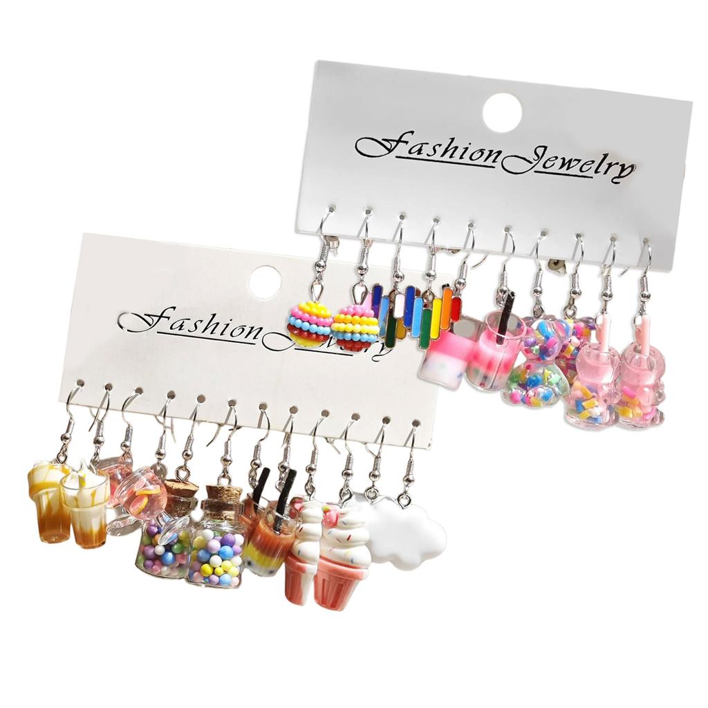 Multipurpose Milk Teas Shaped Earrings 11 Pcs Jewelry Accessory for Casual Wear To Festival Special Occasions Daily Use