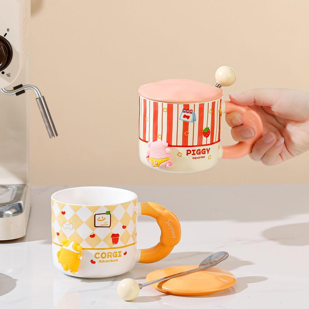 Creative DIY Mug Couple Water Cup Coffee Cup High Precision Ceramic Cup Souvenir Cute Animal Cup