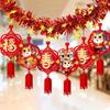 Red Color Spring Festival Hanging Garland Traditional Style Blessing Character Horse Year Pendants 3D Design