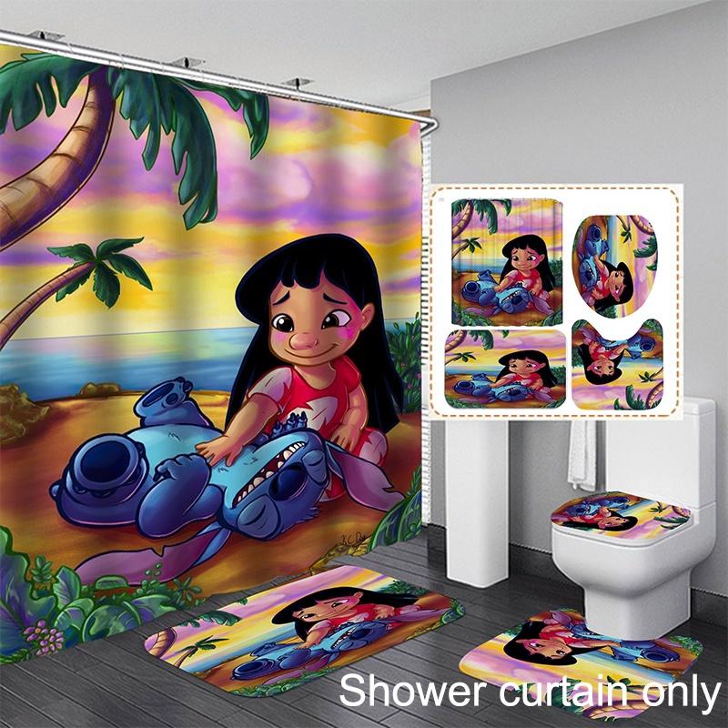 Lilo Stitch Duschvorhang Wasserdicht Schimmelresistent Und Niedlich Heimdekoration
