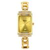YaLaLuSi Retro Square Green Dial Ladies Watch Gold Rhinestone Chain Strap Waterproof Quartz Dress Watch Luxury Gift for Women