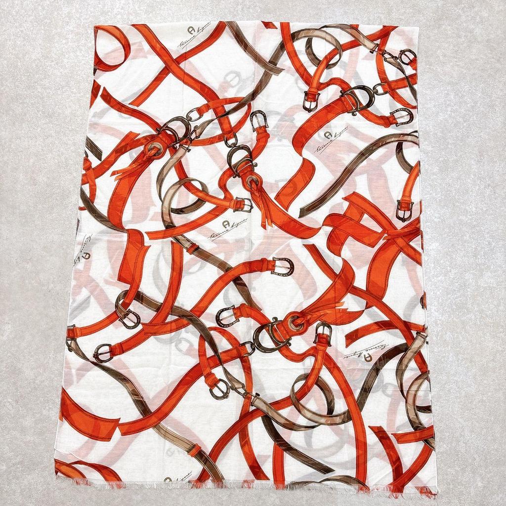 Used Elegant  Aigner Silk Blend Long Scarf Made in Italy For Air Conditioning and UV Protection  AIGNER SCARF