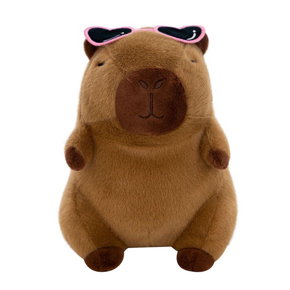 Wear Glasses Capybara Plush Toy Cartoon Capibara Fluffty Doll Cute Capybara Plush Doll  Home Decor