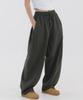 PIANER Linen-Like Side Pleated Balloon Pants (Charcoal)
