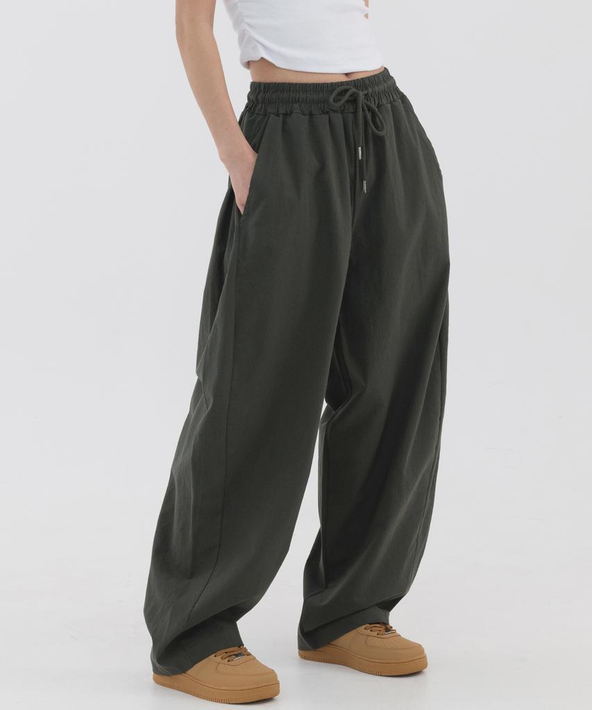 PIANER Linen-Like Side Pleated Balloon Pants (Charcoal)
