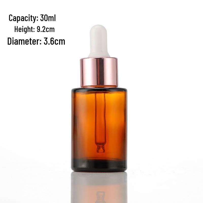 Brown Flat Shoulder Thick Glass Essential Oil Dropper Bottle for Cosmetics and Perfume