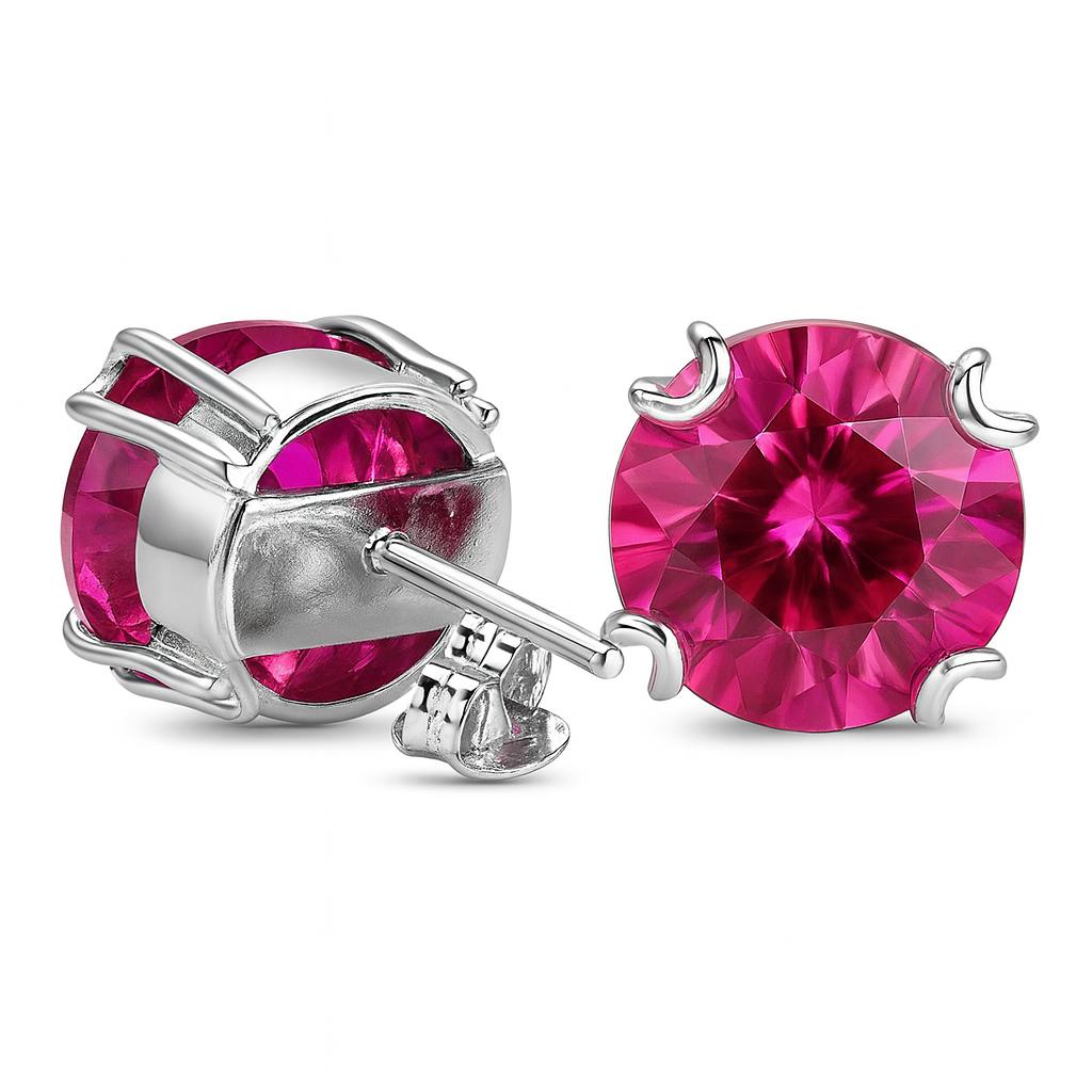 44.15 Ct Natural Pink Ruby Round CERTIFIED Beautiful Earring Pair Gift For Mom