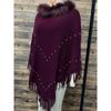 Autumn and Winter Plus Size Jacquard Pearl Tassel Women's Outer Warm Hair Collar Shawl Cape