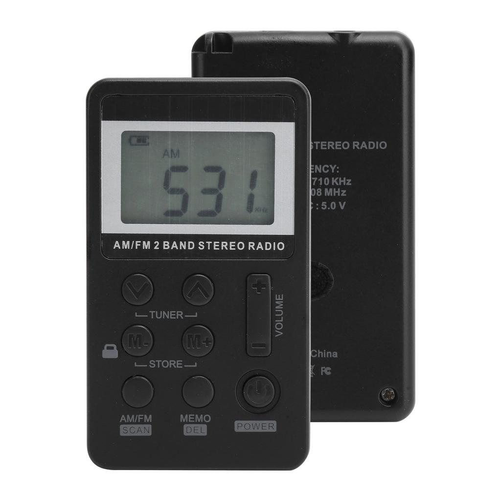 QQT103 Professional Radio Portable FMCelsiusAM Stereo Receiver LCD Display with Earphone