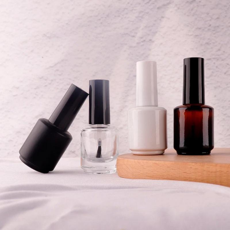 5 pezzi 15ml Bottiglietta Trasparente in Vetro per Smalto Vuota con Tappo Pennello Contenitori Cosmetici Bottiglie in Vetro per Unghie con Pennello