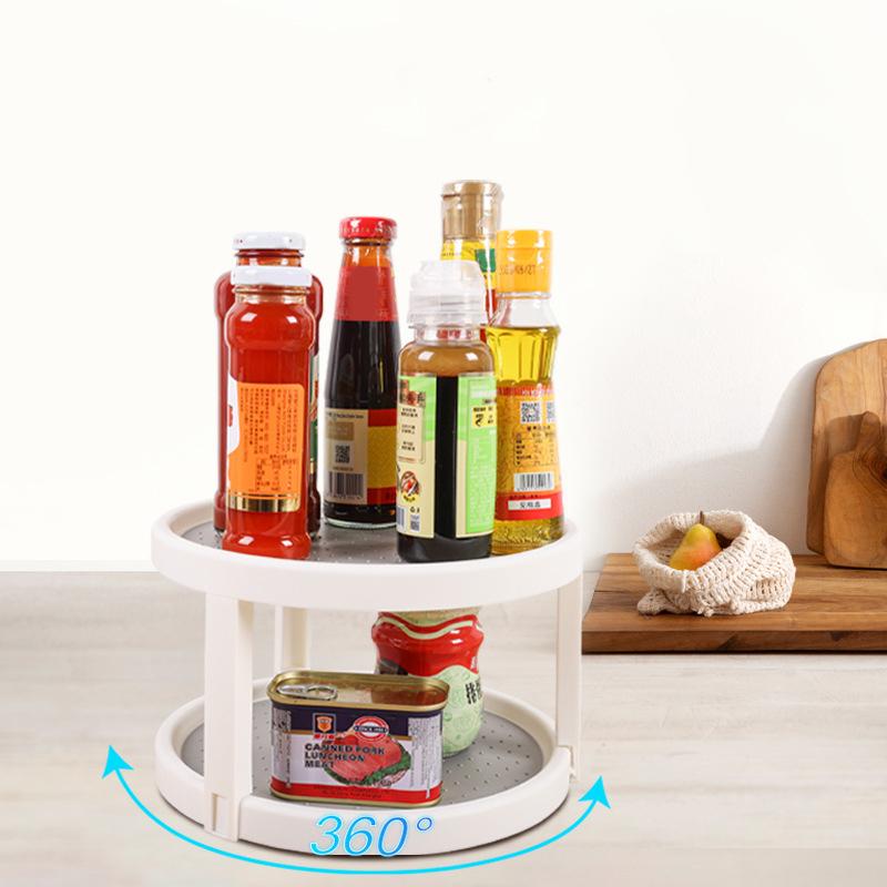 360° Rotating Spice Turntable - Non-Slip Organizer Tray for Kitchen Cabinets (Space-Saving)