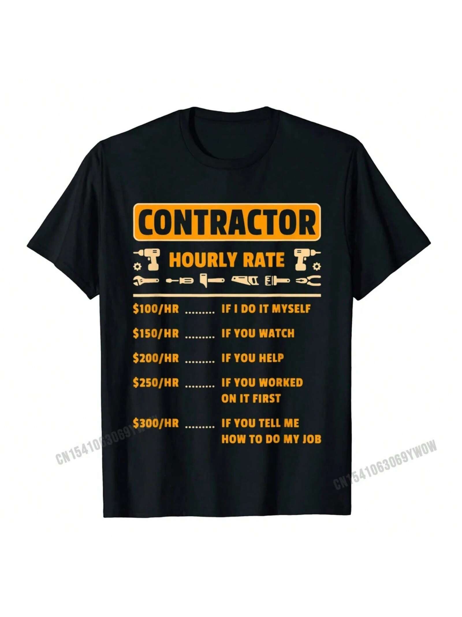 Contractor Hourly Rate Price Chart Labor Funny Gift Handyman T-Shirt Camisas unisex Rife unisex T Shirts Cotton Tees Fitness Tight S разноцветный