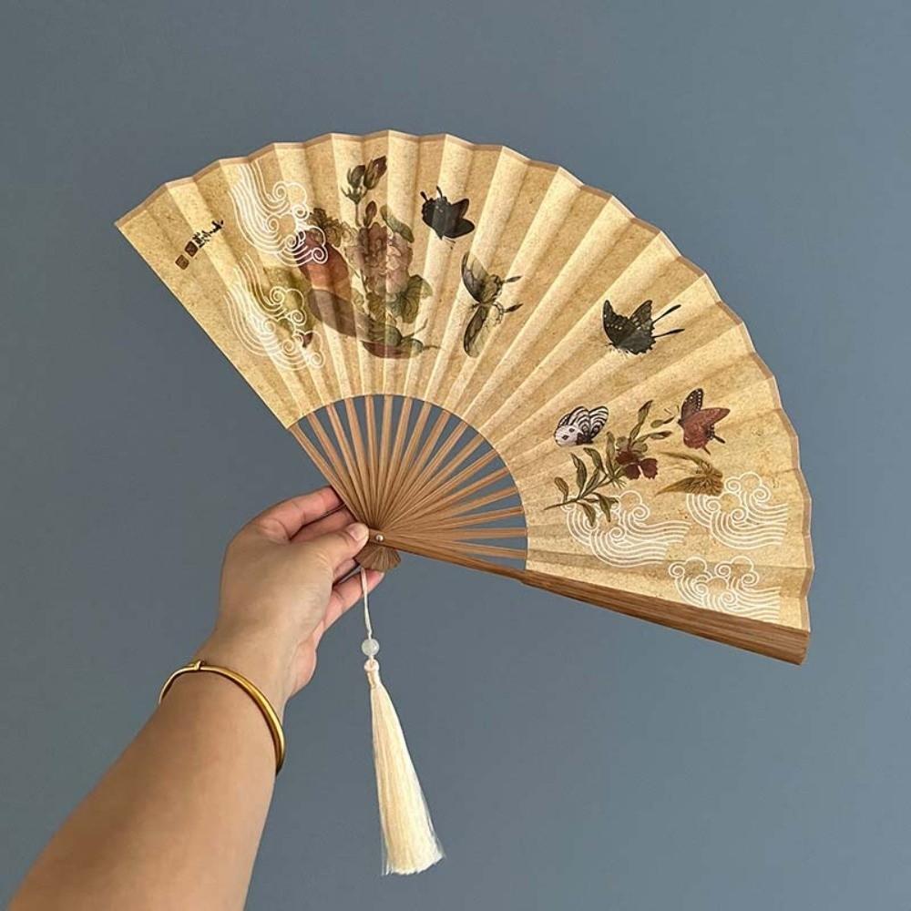 Double Sided Chinese-Style Shell Fan Silk Cloth Dance Fan Vintage Folding Hand Fan Gift Giving