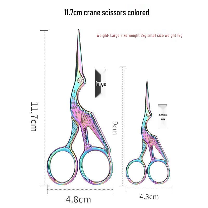 Large Crane Scissors for Handicraft, Tea Ceremony, and Thread Cutting - Vintage Stainless Steel.
