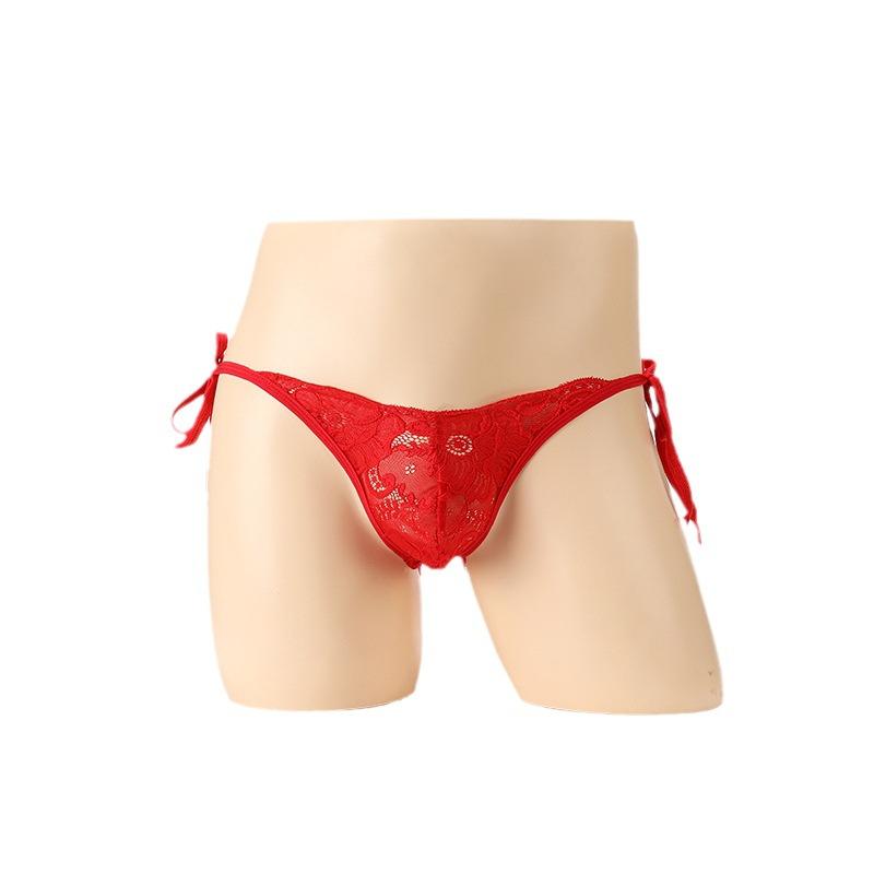 Męska bielizna erotyczna, przezroczysta koronka woreczek woreczek jajko ultracienkie stringi trójkąt miłości, seksowna niska talia seks