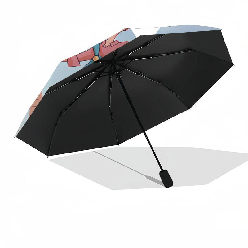 Pippi Longstocking Themed Travel Umbrella-8 Ribs Automatic Opening and Closing, Portable Folding Design, Compact and Stylish Umbrella Suitab