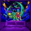 UV Reactive Mushroom Wall Hanging Tapestry Black Light Night Glowing Alien Skull Tapestries Astronaut Art For Bedroom Decor