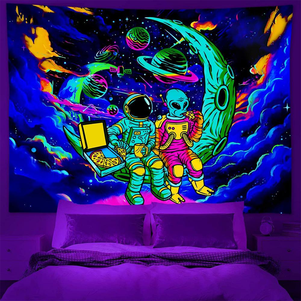 

Neon Blacklight Tapestry UV Reactiv Alien DJ Tapestry Glow In The Dark Bohemian Elegance for Artful Wall Hanging and Home Décor 73x95cm 38x29inch