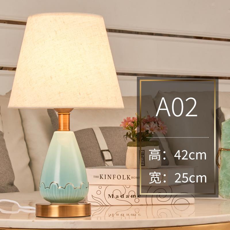 Bedroom Ceramic Table Lamp Bedside Table Room Living Room Decoration Study Retro Lighting Remote Control Desk Lamp E27 Bulb