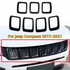 Car Accessory Front Grille Cover Grill Ring Inserts Frame Trims Kit Fit Suitable For Compass 2017-2020   Plastic Ventilatio
