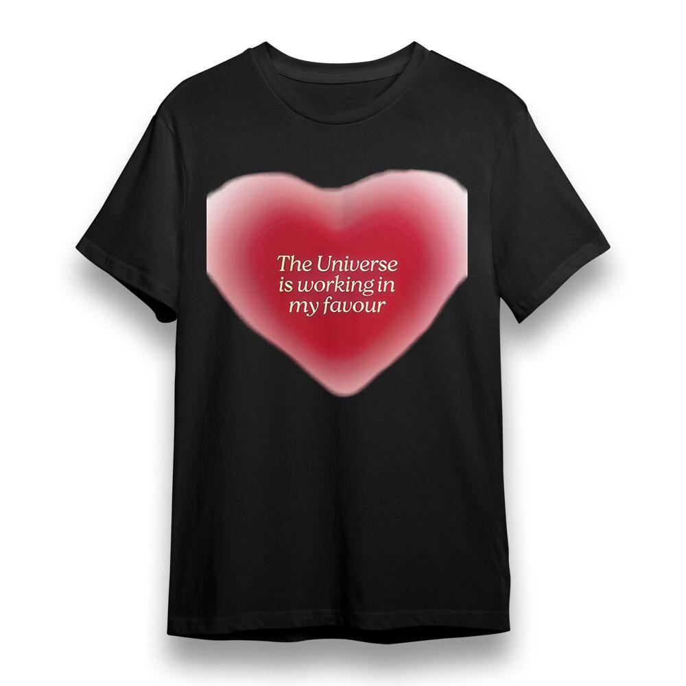 

Women s Oversize T-shirt With Gradient Heart Graphic Unisex Black 100%Cotton Tee M