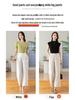 Tencel Leinen Weite Weiße Hose für Damen - Elastischer Bund, Gerade Neun-Punkt Lässig OL Professioneller Stil.