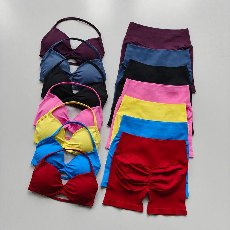 Yoga Set for Women, Breathable Quick-Dry Fitness Training Wear, Beautiful Back Design, Supportive Bra, High-Waisted Butt-Lifting Shorts for Summer