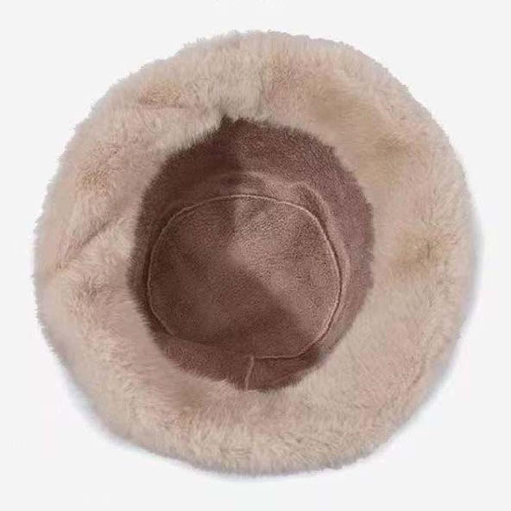 Temperament Plush Basin Cap Warmer Anti-cold Bucket Hat Plush Winter Fisherman Hat  Cycling