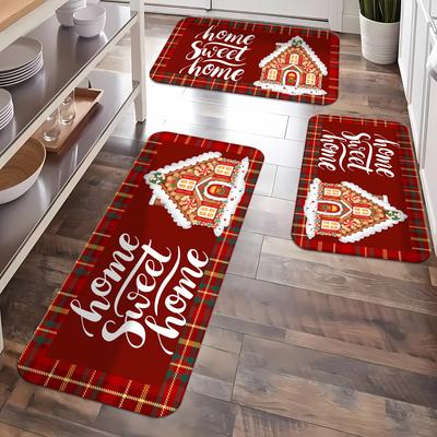 1Pcs Anti Fatigue Kitchen Rug Christmas Waterproof Non-Slip Thick Cushioned Kitchen Mat Heavy Duty Comfort Standing Mat for Kitchen