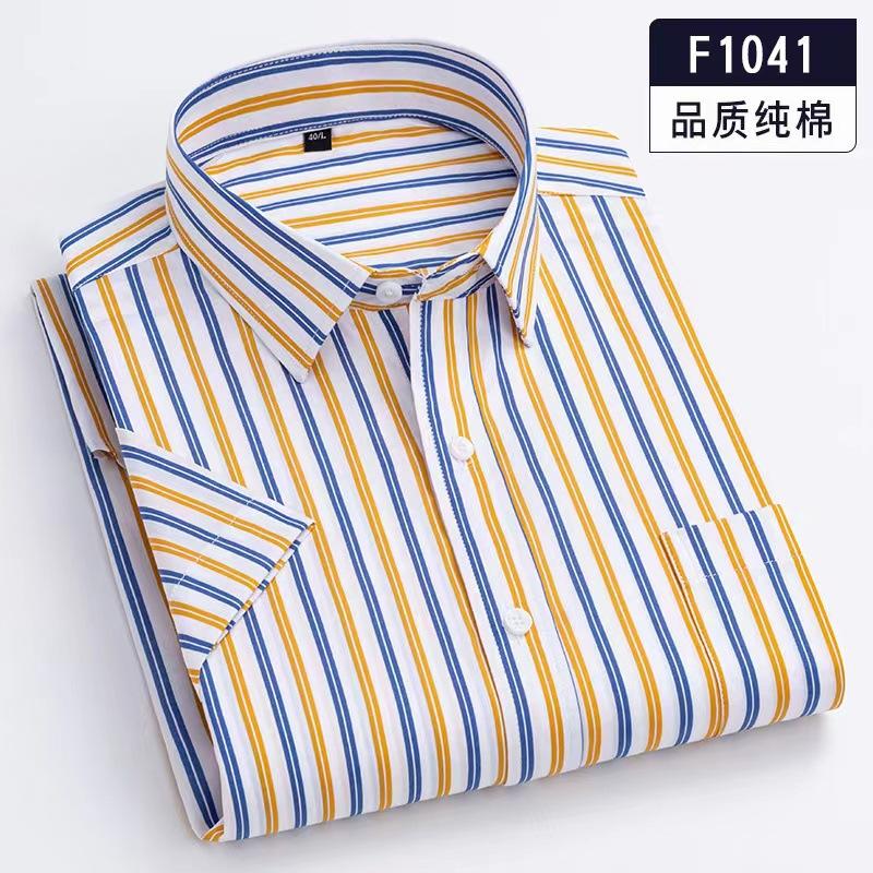 Summer Pure Cotton Men's Plaid Short-sleeved Shirt Casual Business Cotton Half-sleeved Young and Middle-aged Shirt