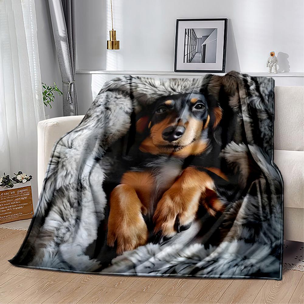 Rottweiler Moonlit Journey Flannel Blanket,Lightweight,Office Blanket,Sofa Blanket,Comfortable Blanket