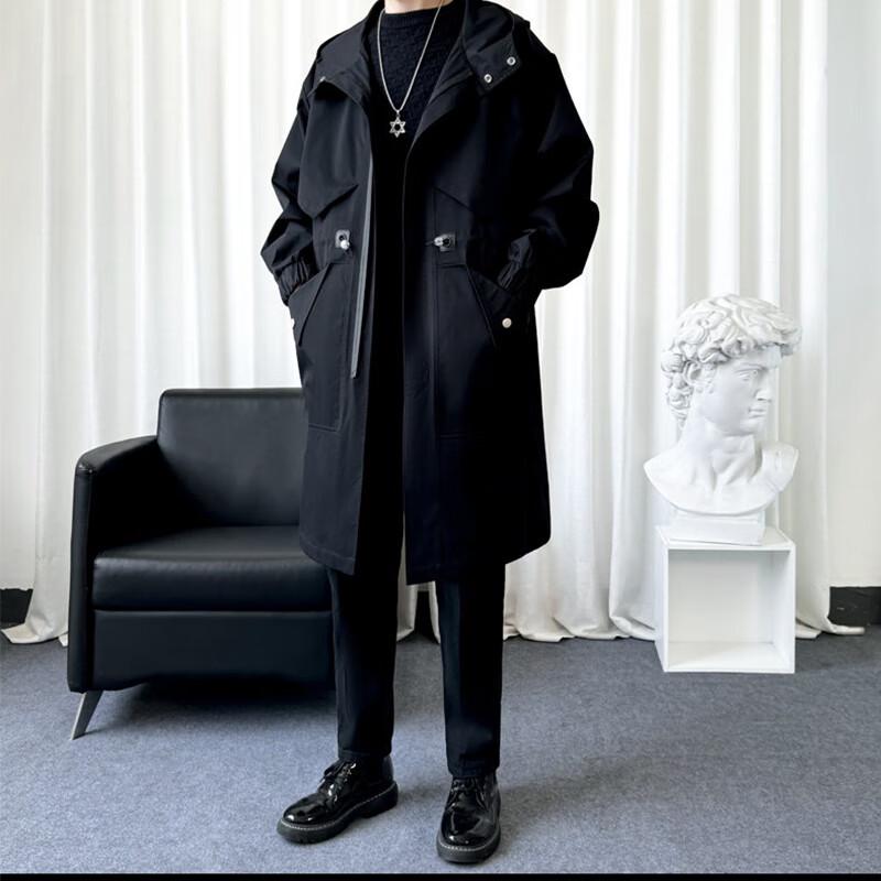 JEEP SPIRIT Men's Mid-length Hooded Trench Coat