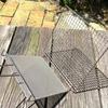 Tsujiwa Wire Mesh Stainless Steel Grilling Net with Handles, Large, Square Handles, for BBQs and Camping, with Guard Net