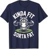 Kinda Fit Sorta Fat  Funny Gym Bear Weightlifting Workout TShirt Y2k Humor Raccoon Weightlifter Fitness Saying Tee Novelty Top