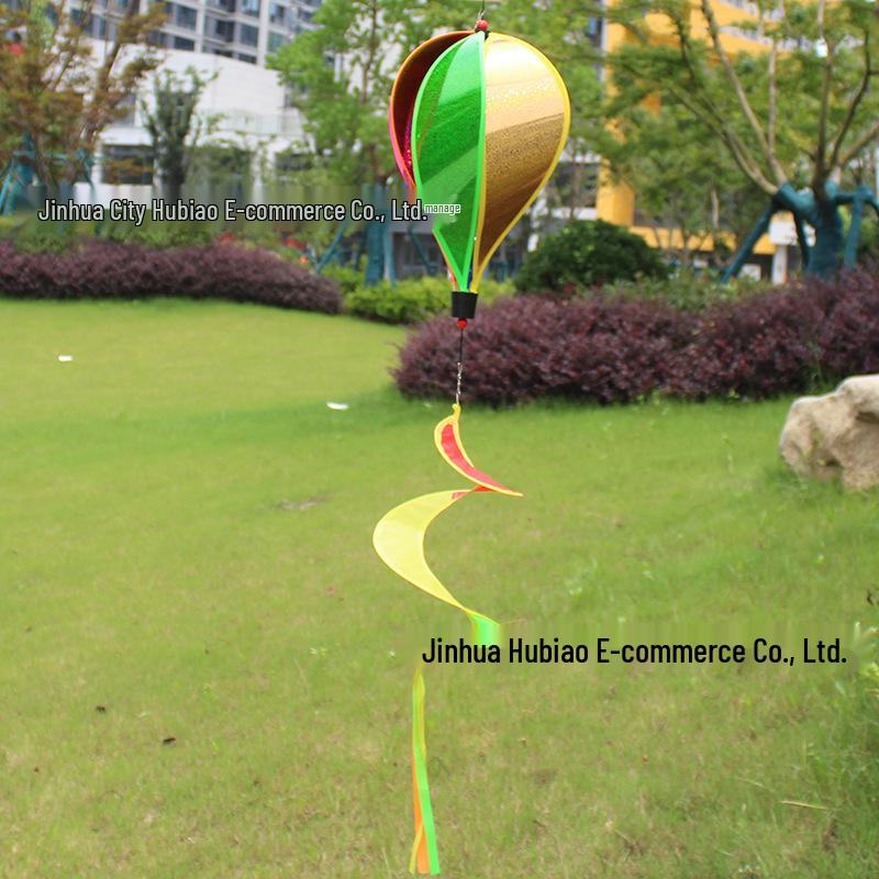 Rainbow Hot Air Balloon Wind Spinner: Rotating Seven-Color Garden Pinwheel with Sequins for Outdoor Decoration